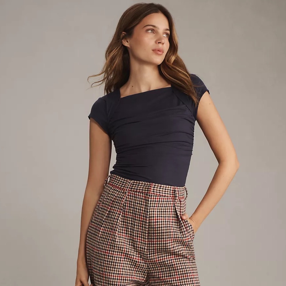 Reformation Addison Navy Shirt
